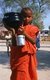 Burma / Myanmar: A young novice monk with alms bowl at Bagan (Pagan)